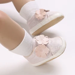 Spring and Autumn 0-18 Month Newborn Baby Shoes Baby Comfortable Soft Sole Walking Shoes Girl Cute Flower Sports Shoes