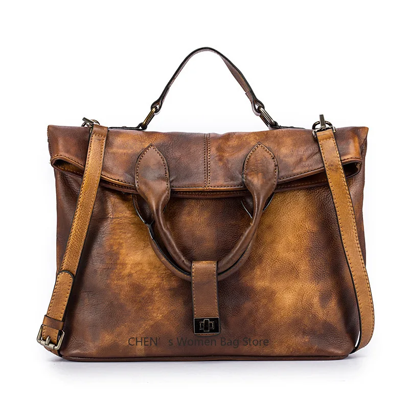 

Retro Trendy Leather Women's Shoulder Bag Fashion Style Female Big Bag Crossbody Handbag Vintage Briefcase Messenger Bag