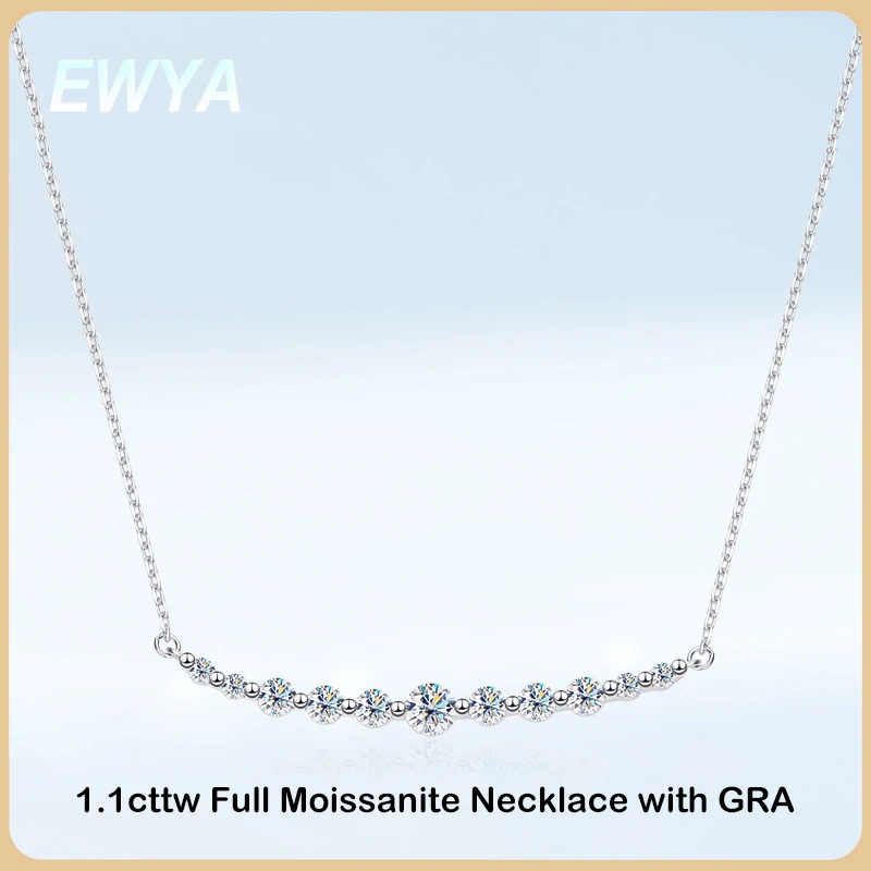 

EWYA New In S925 Sterling Silver Real 1.1cttw Moissanite Pendant Necklace for Women Anniversary Diamond Necklaces Fine Jewelry