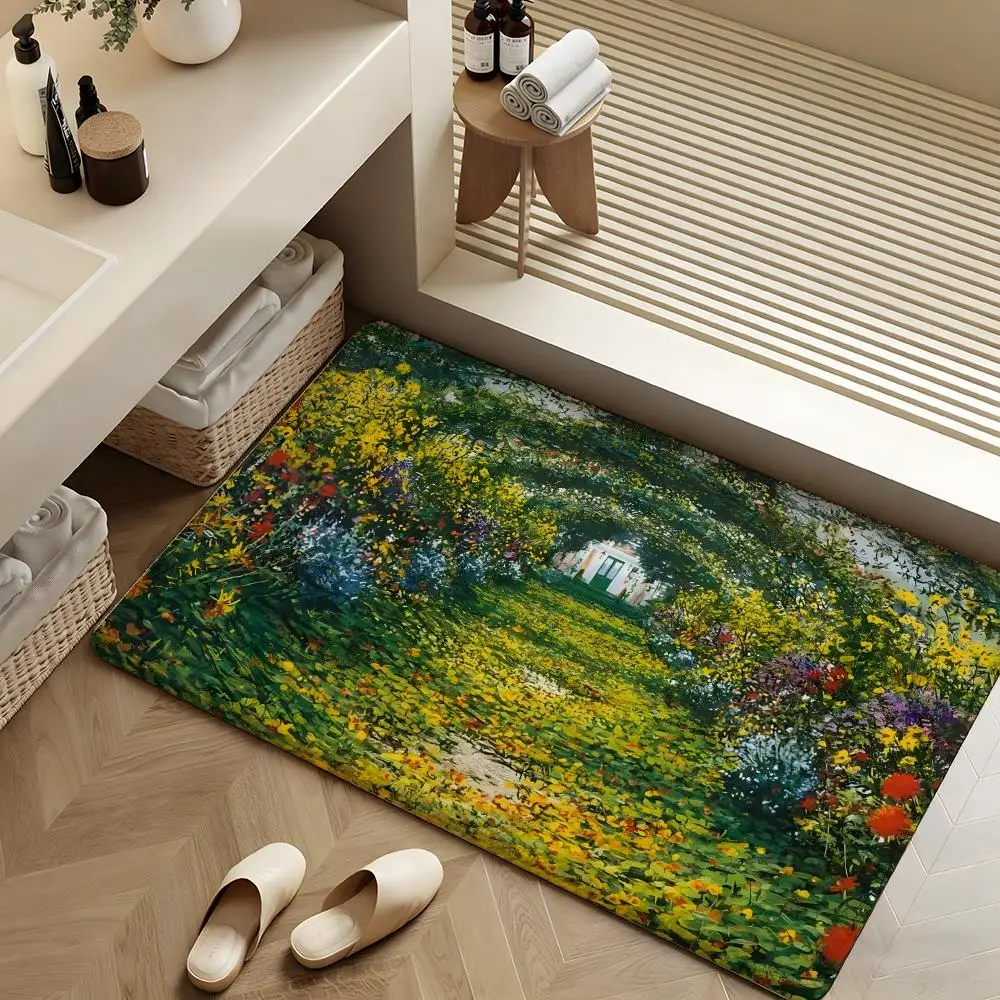 Oscar-Claude M-Monet Art Floor Mat Soft Flannel Rug Non-Slip Absorbent Mat For Bathroom Bedroom Home Decor