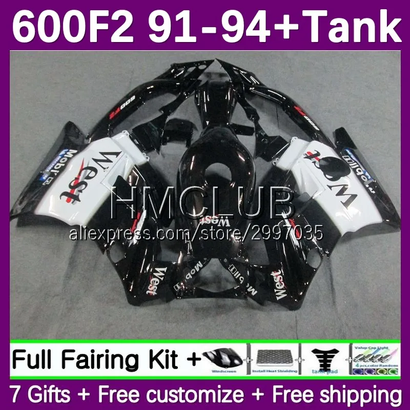 Fairing +Tank For HONDA CBR600 CBR 600F2 600 F2 FS CC 1No.36 CBR600F2 1991 1992 1993 1994 CBR600FS 91 92 93 94 Body Black west