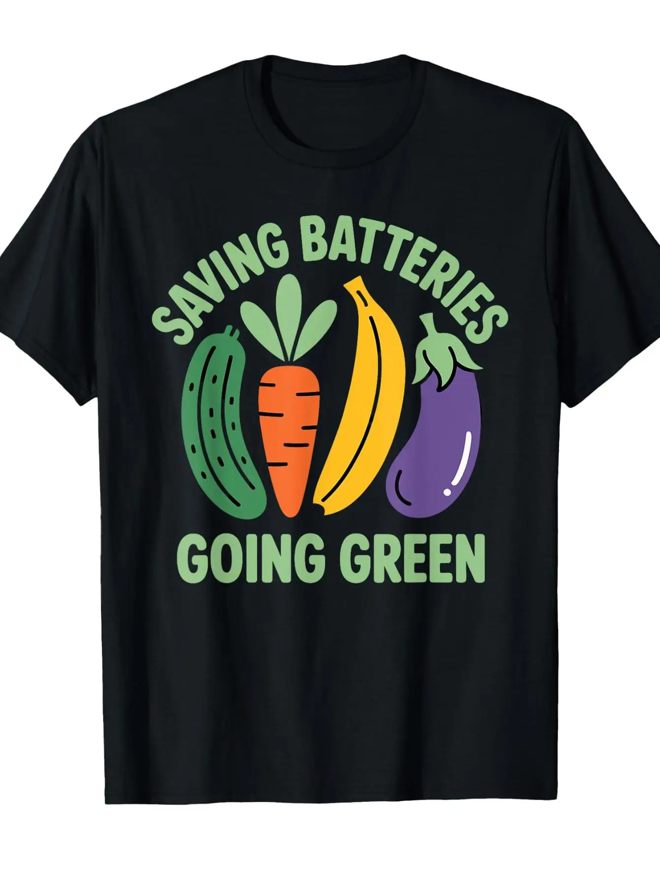Streetwear Vintage Fashion Funny SAVING BATTERIES GOING GREEN Letter Graphic Men's and Women T Shirt Tee Oversized Trendy Tops