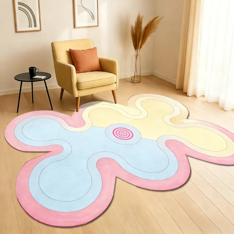

Плюшевые ковры Dopamine Color для гостиной, мягкие пушистые коврики для спальни, декоративные ковры нестандартной формы, прикроватные коврики, утолщенные плюшевые напольные коврики для дома