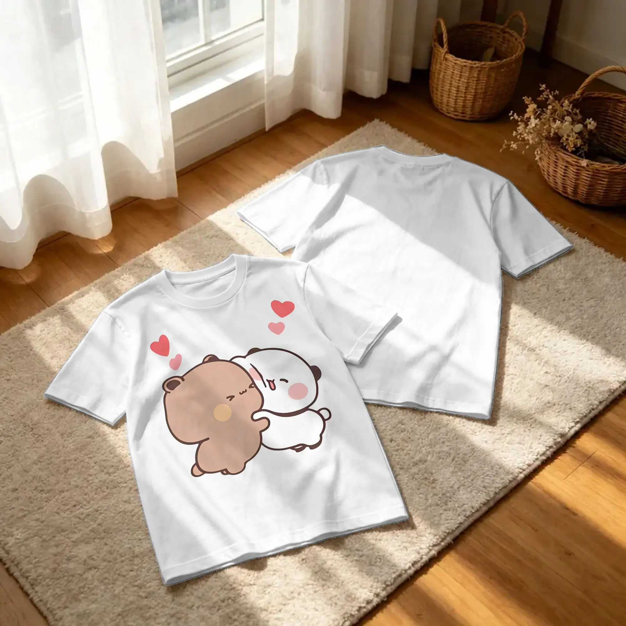 Panda And Bear Bubu Dudu T Shirts Men Women Cotton Novelty T-Shirts Crewneck  Tee Shirt Short Sleeve Clothes New Arrival