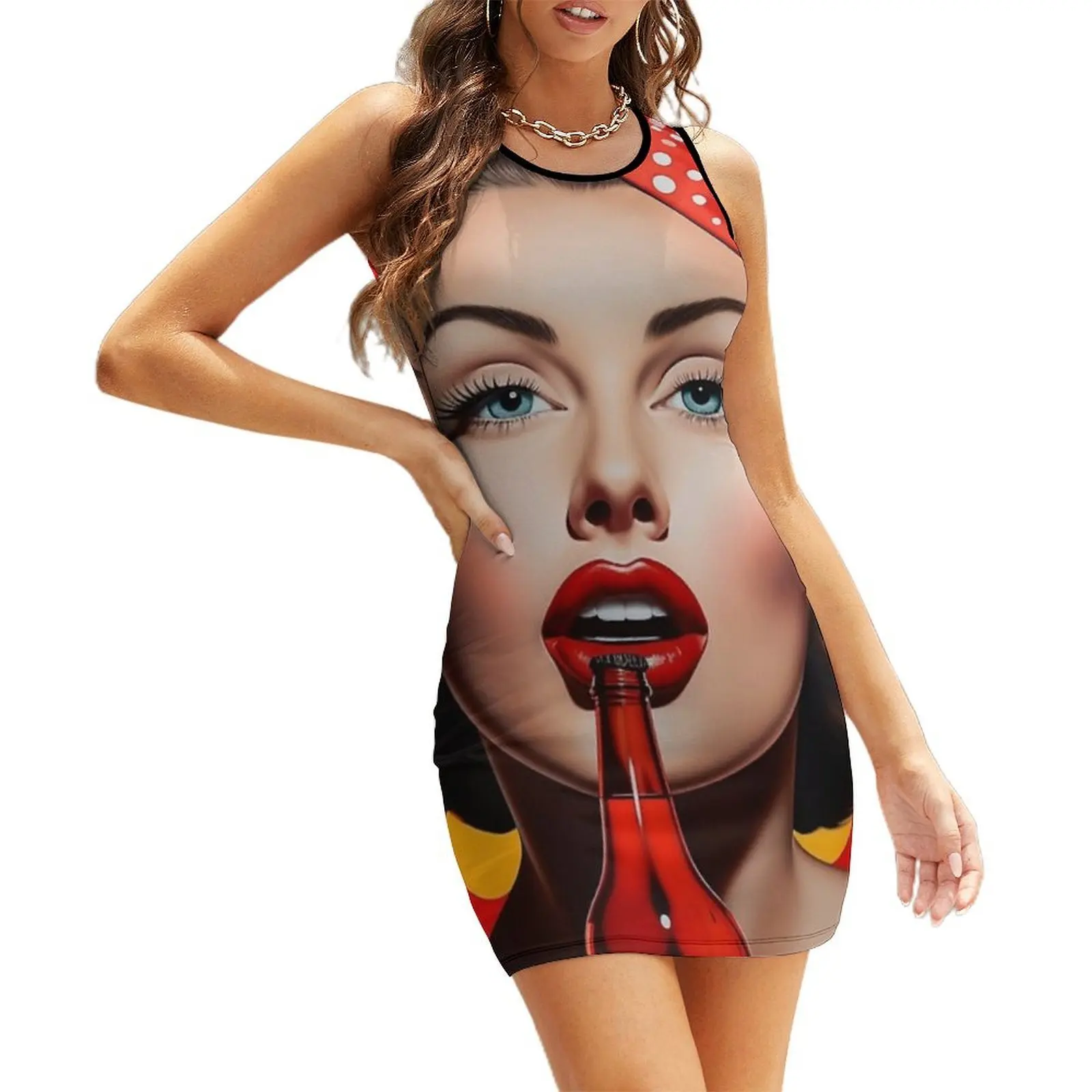 

80's Pop art Sleeveless Sundress dress summer 2025 women elegant evening dresses for women 2025 dress for women summer