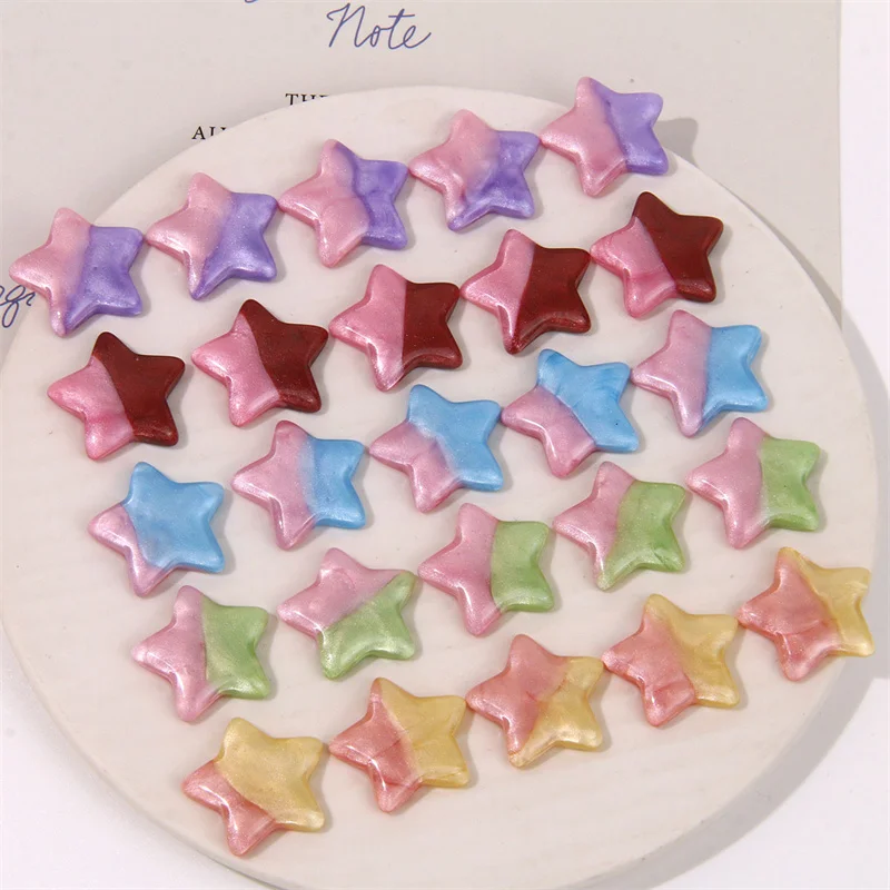 Wholesale 50pcs/lot color print cartoon starts shape resin cabochon beads diy jewelry garment/hair accessory