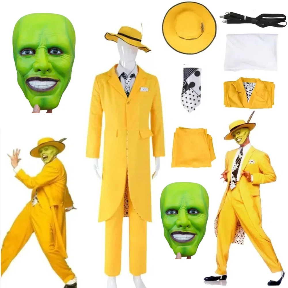 

Horror Clown JimCarry Movie Costume, JimCarry Mask Set, Man Modern Saint Jim Carrey Costume Halloween Costume Adult Clown Suit