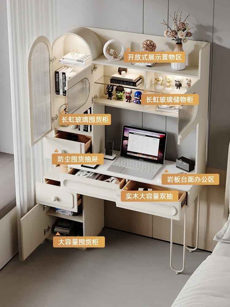 

Desk Bookshelf Integrated Dressing Table Computer Desk Home Stone Plate Study Desk Bookcase