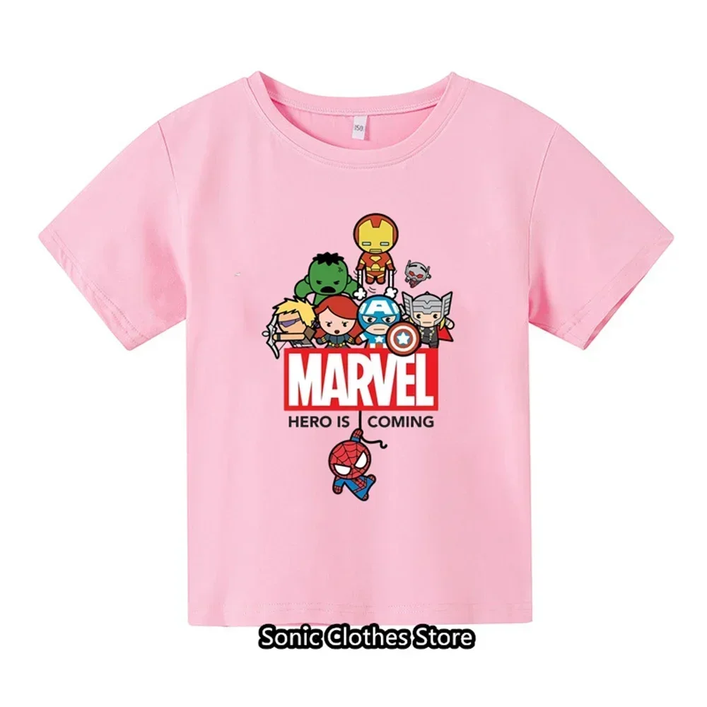 Spider Man Cartoon Boys and Girls 3-14 Year Old Children\'s Printed T-shirt Children\'s Summer Short sleeved Casual T-shirt Top