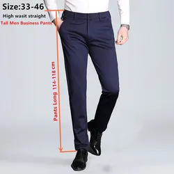 Extra Long Dress Pants For Tall Men Business Plus Size 44 46 Formal Straight Black Loose Dark Blue Office Work Male Trousers