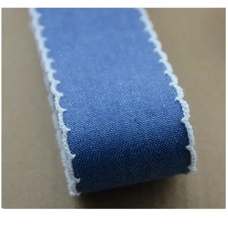 Kewgarden 40mm 25mm Denim Layering Cloth Ribbon Handmade Tape Riband DIY Bow Accessories Ribbons 5 Yards