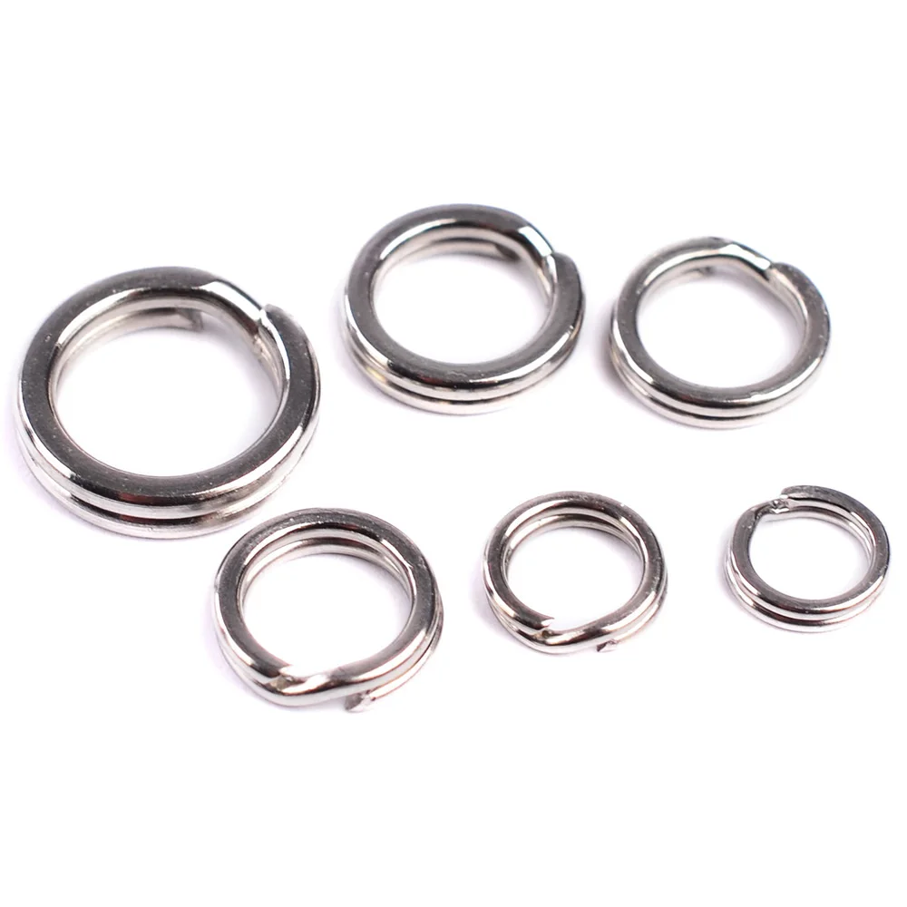 Stainless Steel Split Ring Fishing Double Oval Split Ring Solid Ring Accessories For Fishing Hook Snap Lure Swivel