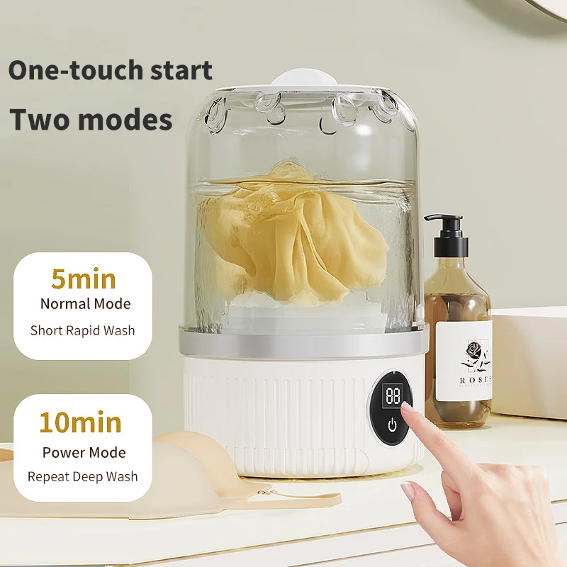 Wireless 1L Mini Washing Machine Portable Underwear Cleaner Socks Washing Machine Dehydratable Laundry Bucket