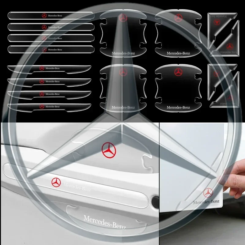 4 шт. прозрачная наклейка на дверную ручку автомобиля, декоративная защитная пленка для Mercedes Benz AMG A B C E S Class GLC GLK GLE GLA CLA GLB 4 шт. прозрачная наклейка на дверную ручку автомобиля, декоративная защитная пленка для Mercedes Benz AMG A B C E S Class GLC GLK GLE GLA CLA GLB