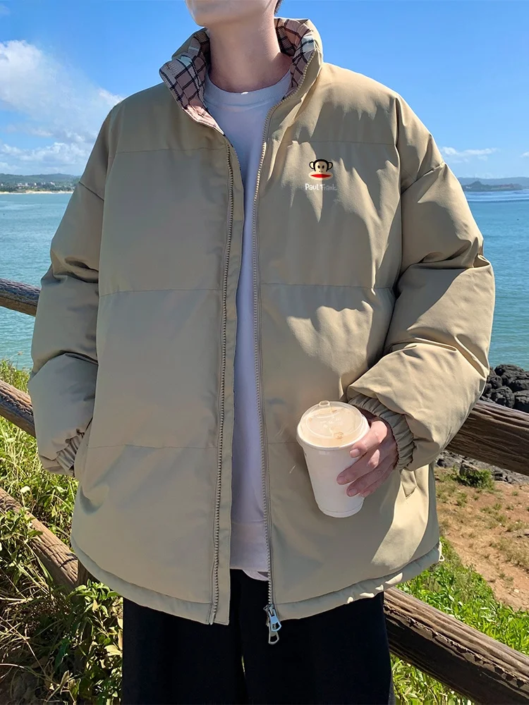 

PaulFrank Thiened Cotton Jaet Men's Casual Stand Collar Winter Warm Outerwear Loose Fit Polyester Filling Youth Faion