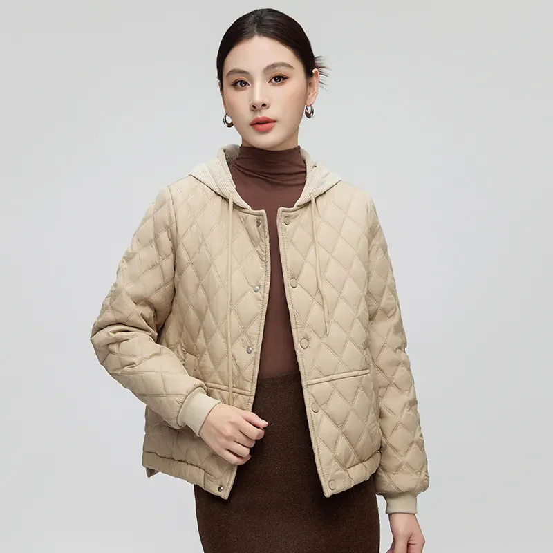 

Spring Autumn Parkas Hooded Warm Cotton Coat Women 2026 New Fashion Urltra-Light Short Padded Jacket Female Slim Outerwear T1669