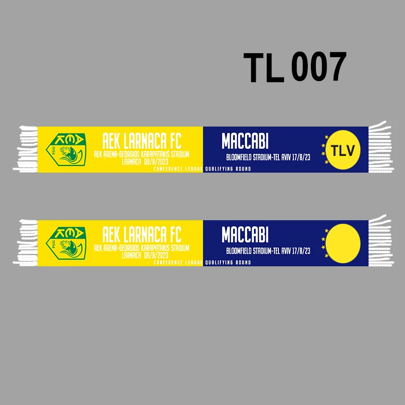 145*18 cm Size Conference AEK Larnaca VS TLV Scarf for Fans Double-faced Knitted TL007