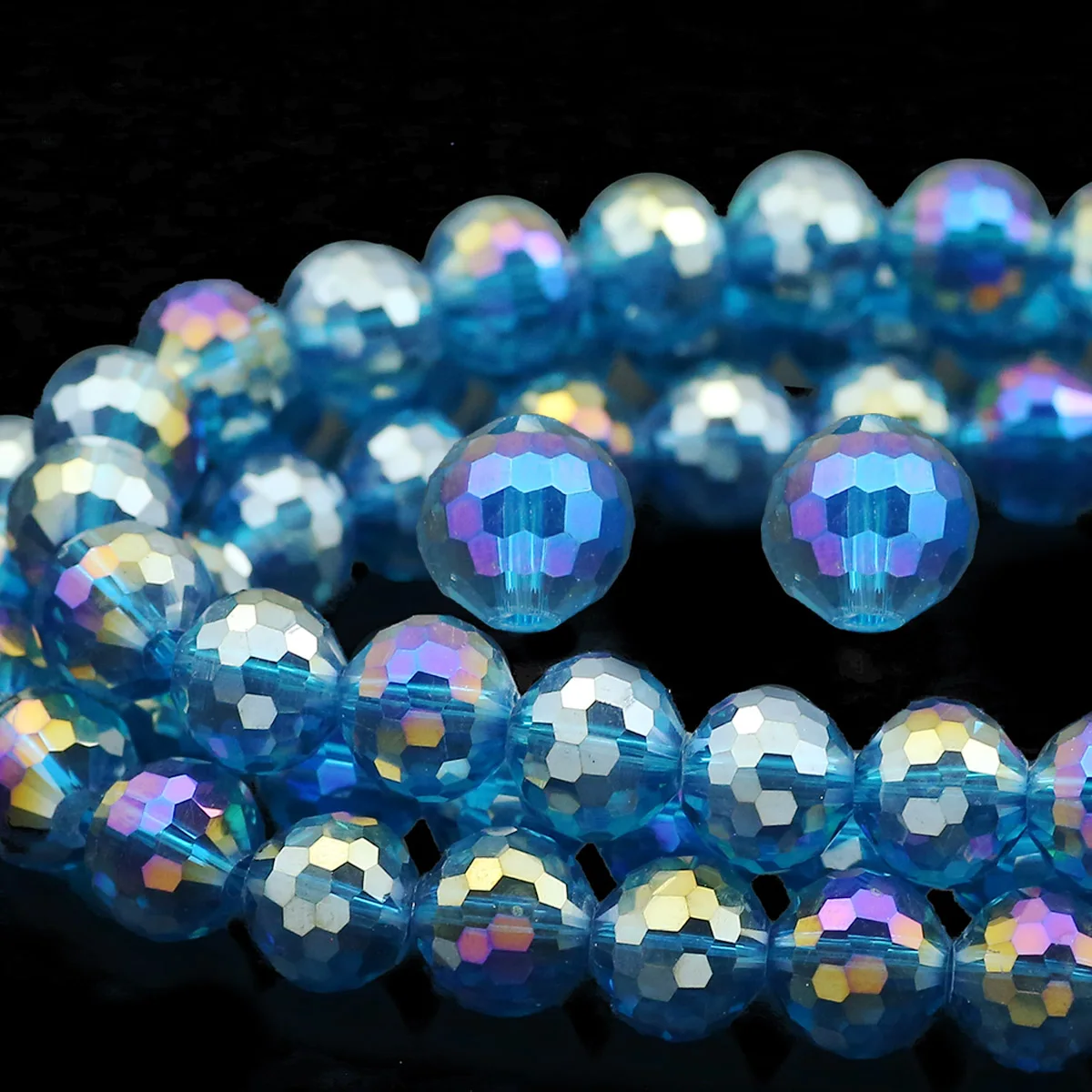 6/8/10MM Loose Beads 96-Sided Ball Spacers Austrian Crystal Azure Blue AB Colored For DIY Jewelry Making Bracelet Accessories