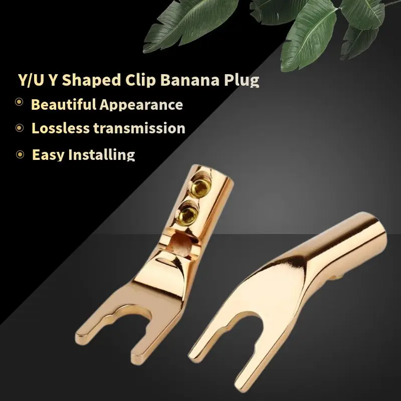 Y U Form Bananen Stecker Audio Lautsprecher Terminal Schraube Gabel Spaten Draht Stecker Gold Silber Lila Kupfer HiFi Lautsprecher Stecker – Detail 1