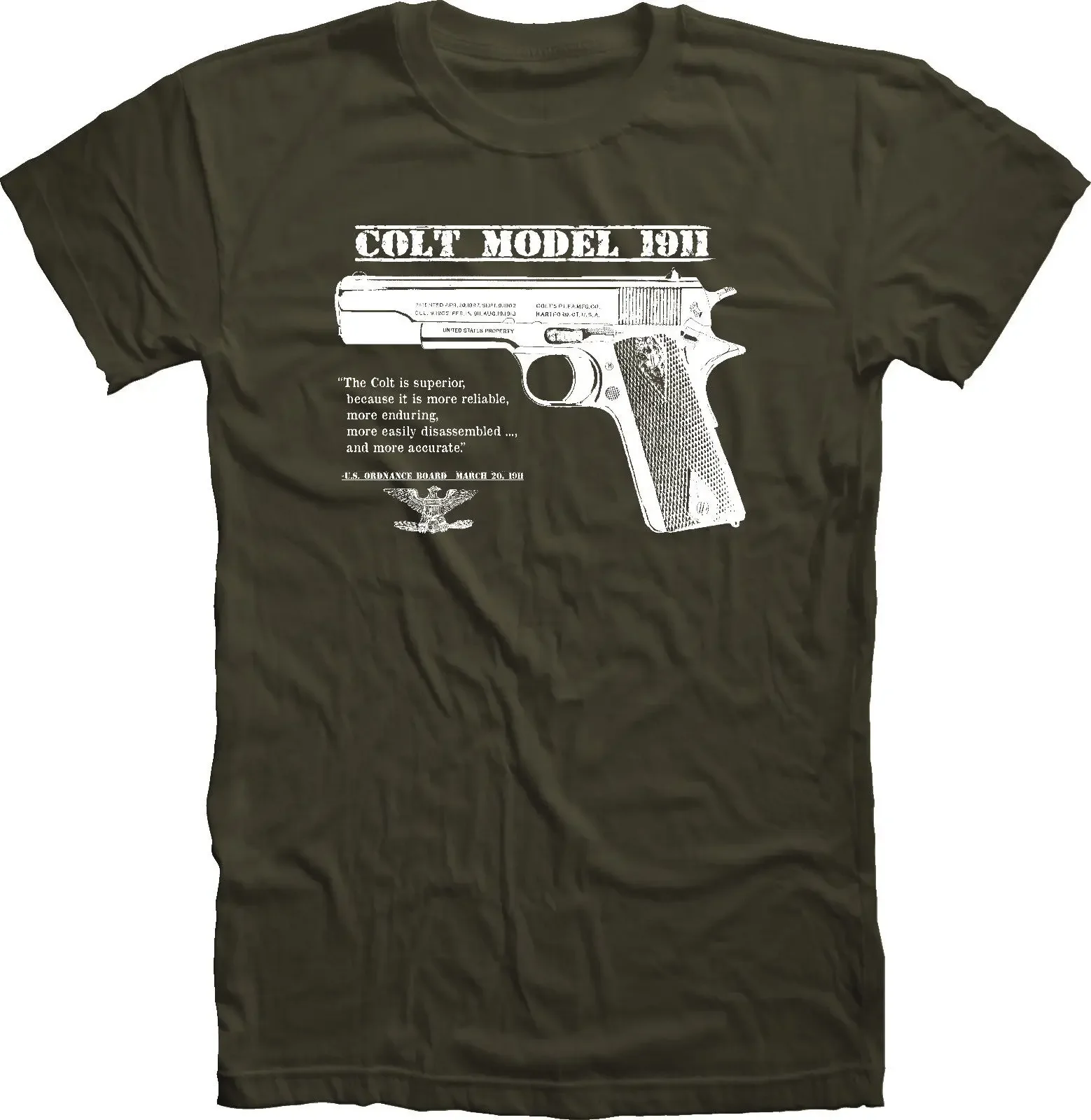 Hot Sale Original Us Colt 45 1911 Pistol Wwii / Wwi T Shirt Trigger Safety Grips Tee Shirt Custom Aldult Teen Unisex