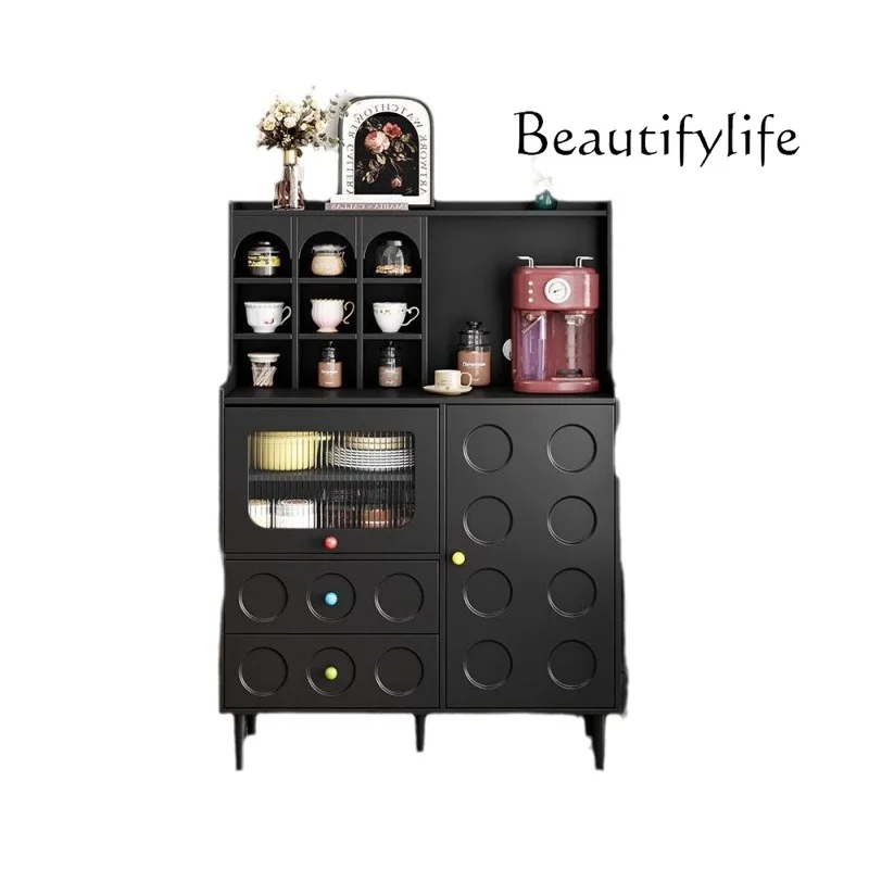 

French retro black dining side cabinet simple modern small apartment coffee cabinet storage cabinet
