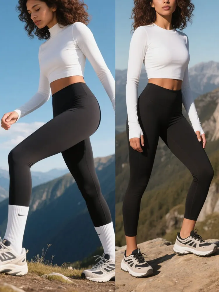 Sommerschlussverkauf, hohe Taille, Yogahose – schnell trocknende 4-Wege-Stretch-Leggings für Laufen, Radfahren, Fitnessstudio – Detail 12