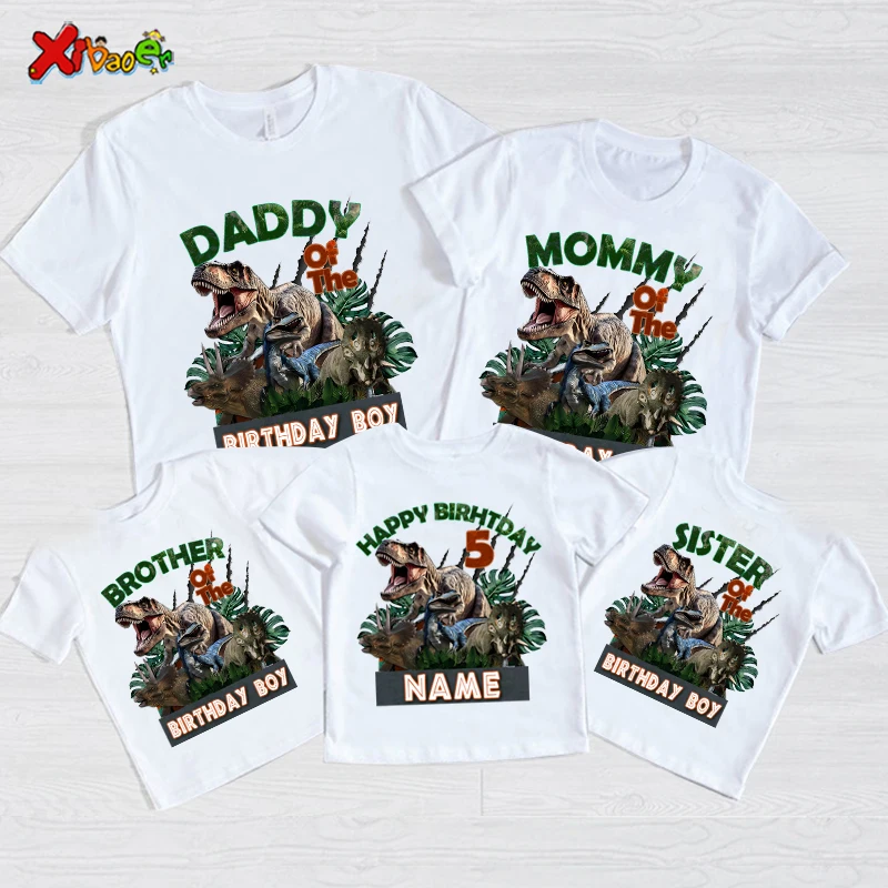 

Dinosaur Birthday Boy TShirt Family Matching Outfits Kids Personalized Name Party T-shirt Family Look 8th10th 6h Boys 7 Years