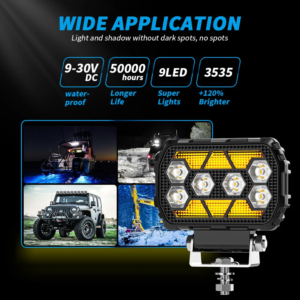 

28W LED Work Light Headlights LED Off-road Spotlight White/Yellow Flashing Light Driving Lamp For Jeep Truck Car SUV ATV UTV 4WD