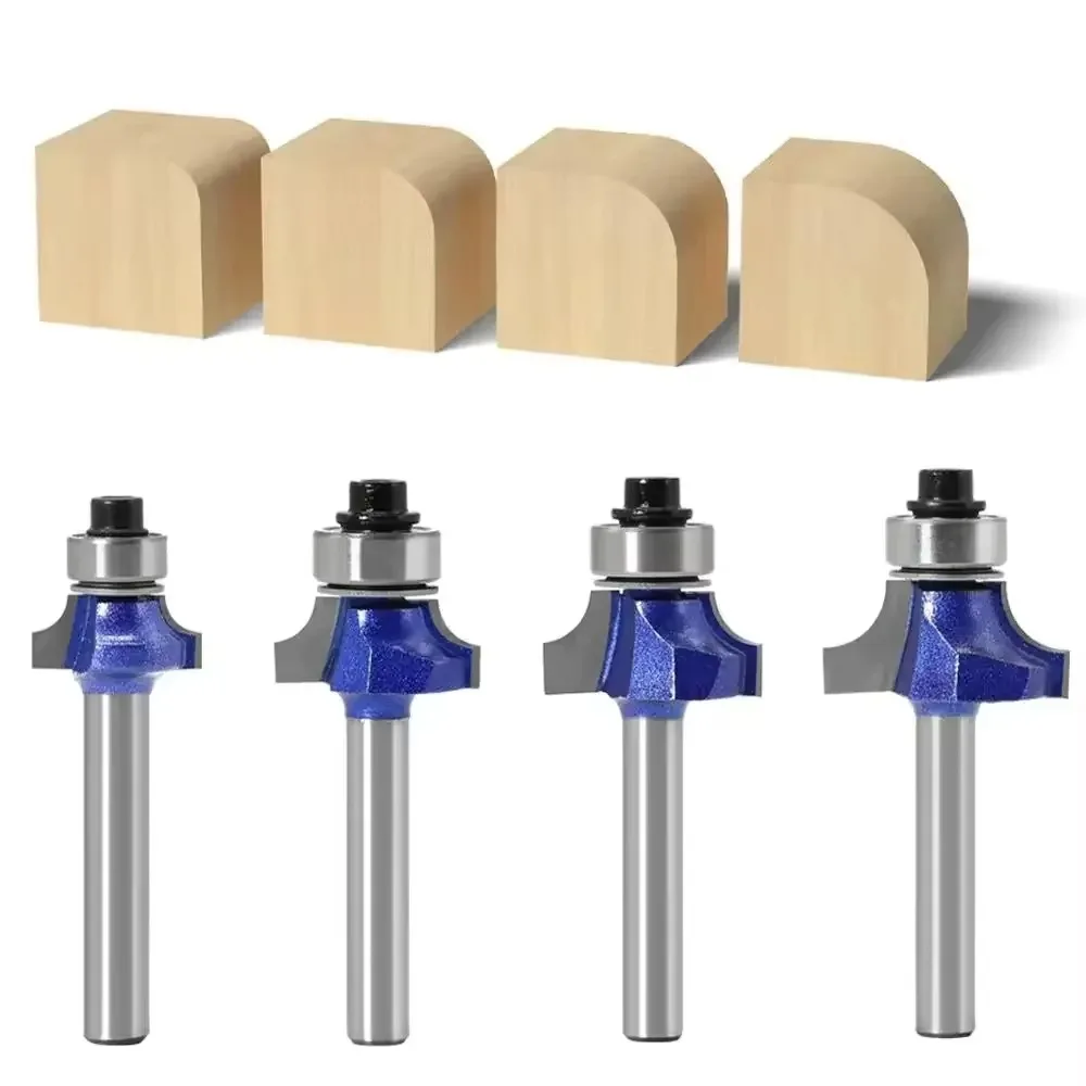 1PC 6MM Shank Milling Cutter Wood Carving Corner Round Professional Level Over Router Bit With Bearing For Woodworking Carbide