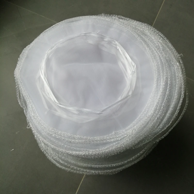 26cm 100pcs Round White Gift Packaging Bags Party Favor Bag For Wedding Christmas Women Organza Drawstring Package Display Pouch