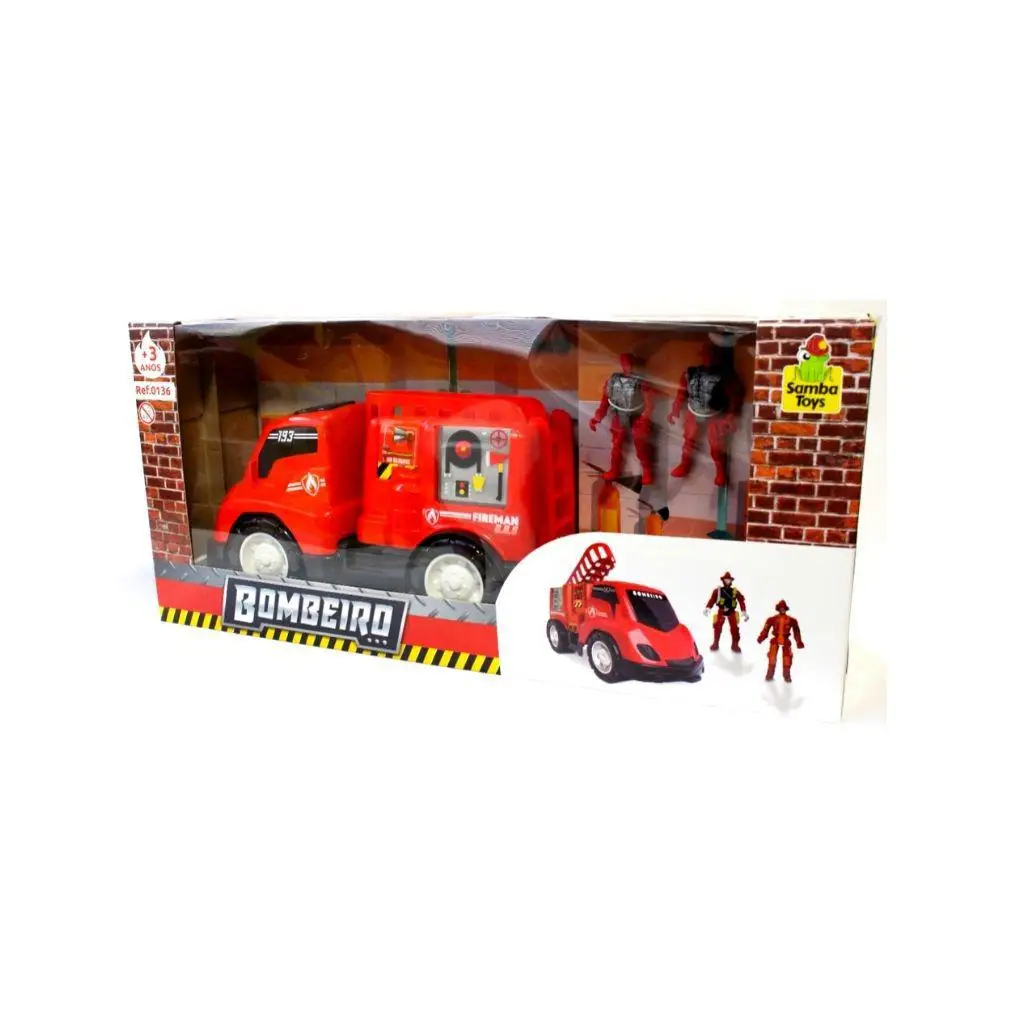 Caminhao Base Móvel Bombeiro with 2 Bombeiros - Samba Toys