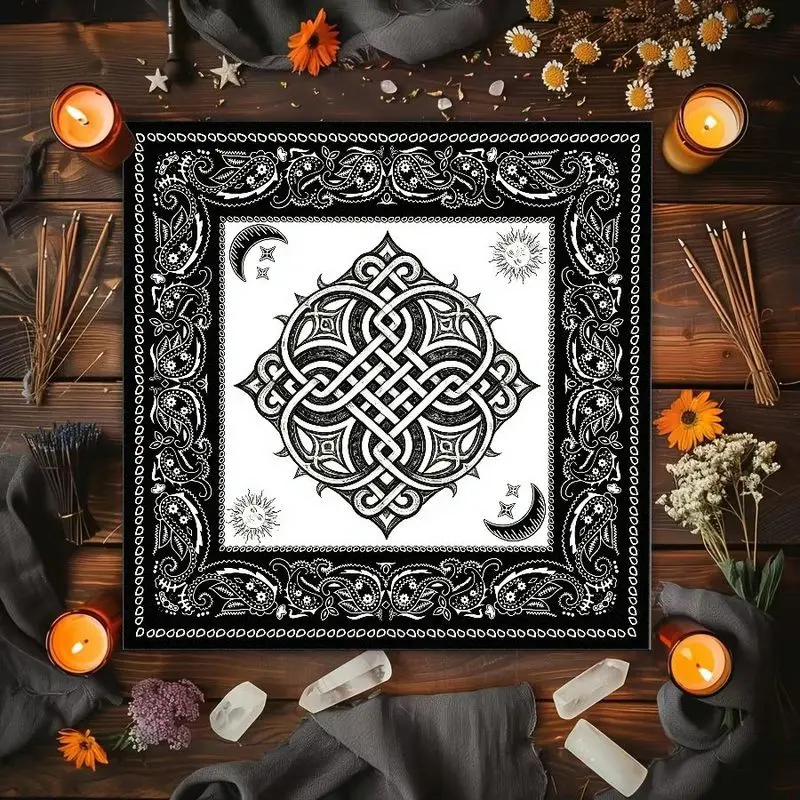 Triple Moon Celtic Knot Constellation Sun Flower Altar Cloth Tarot Card Tablecloth Wicka Astrology Divination Spiritual Decor