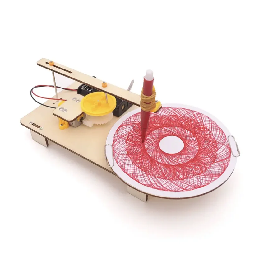 DIY Creatieve Houten Elektrische Plotter Tekening Robot STEM Kids Model Automatisch Schilderen Wetenschap Elektronica Kits Experiment Speelgoed