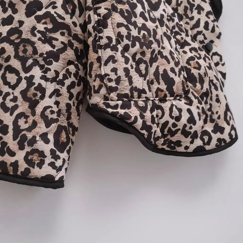 

Women's Fashion Animal Print Cotton Coat Autumn Winter Thin Printed Outerwear European American Style Trade