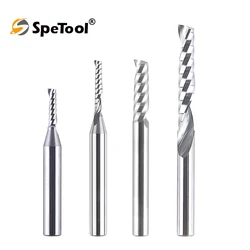 SpeTool 1pc O Flute UpCut Carbide End Mill Single Flute Spiral CNC Router Bit 1/8 1/4 inch Shank Wood Aluminum Acrylic Cutter