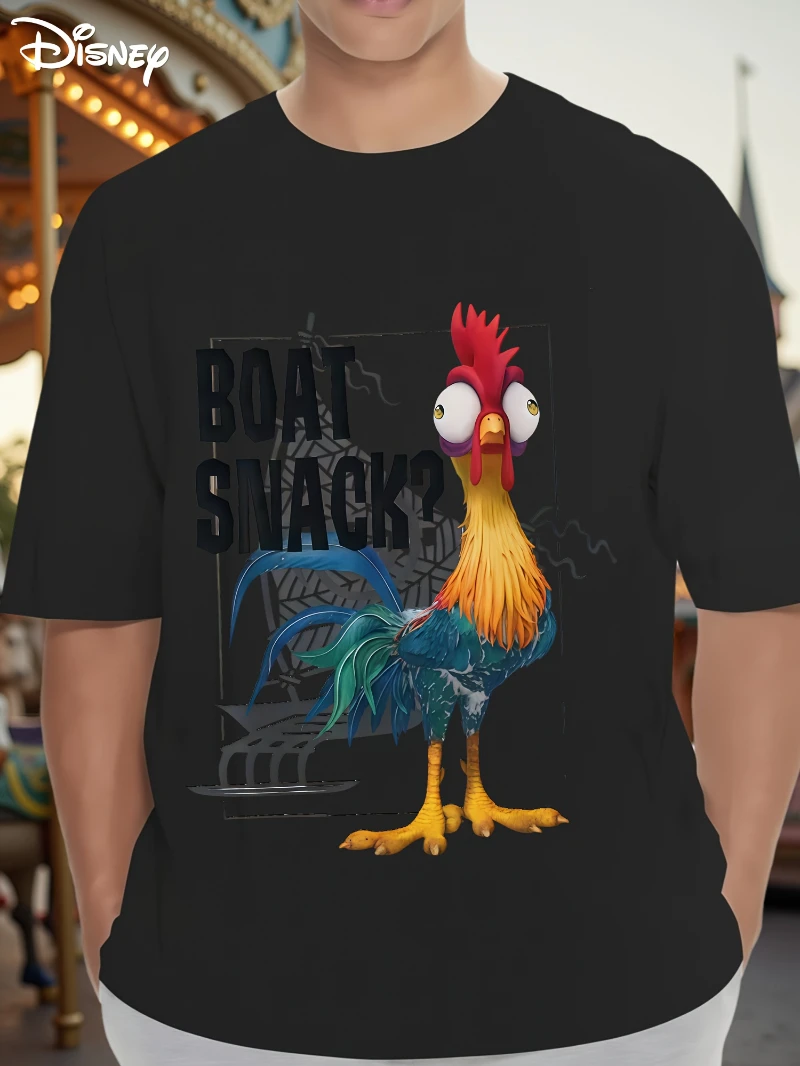 Camiseta de manga corta con diseño de bocadillos de barco de pollo marino Moana de verano para hombre de Disney, diseño oficial de película de pollo marino y Moana