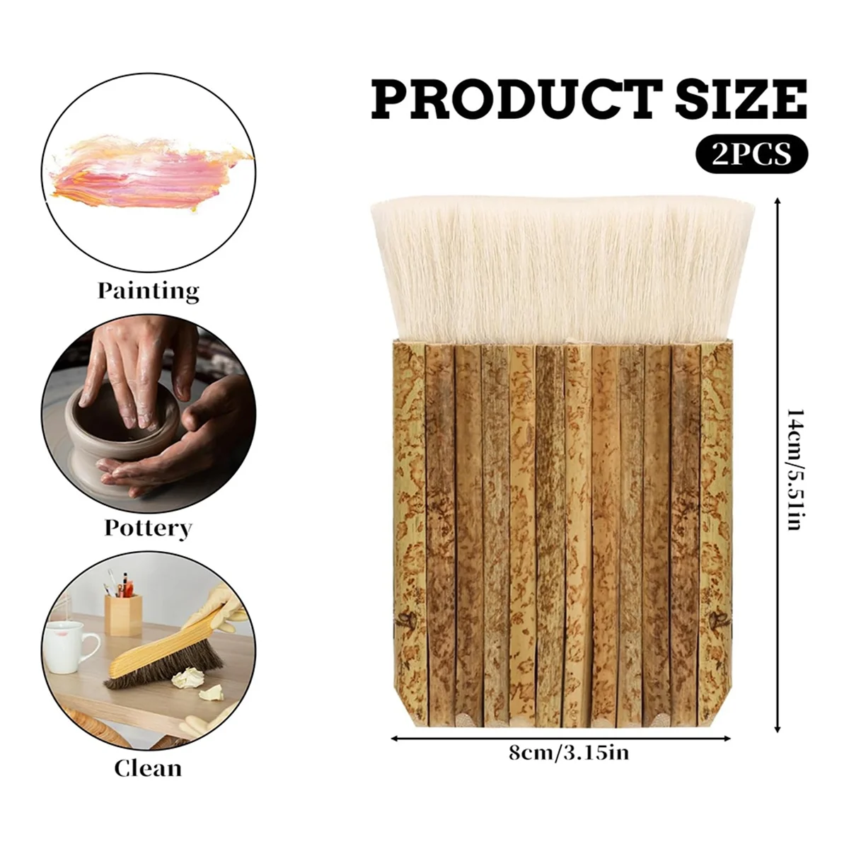 JAS-Handle Brush Ceramic Paint Applicator Artist Painting CL89At Brushes Suitable for Kiln Washing, Ceramic, Pottery Painting