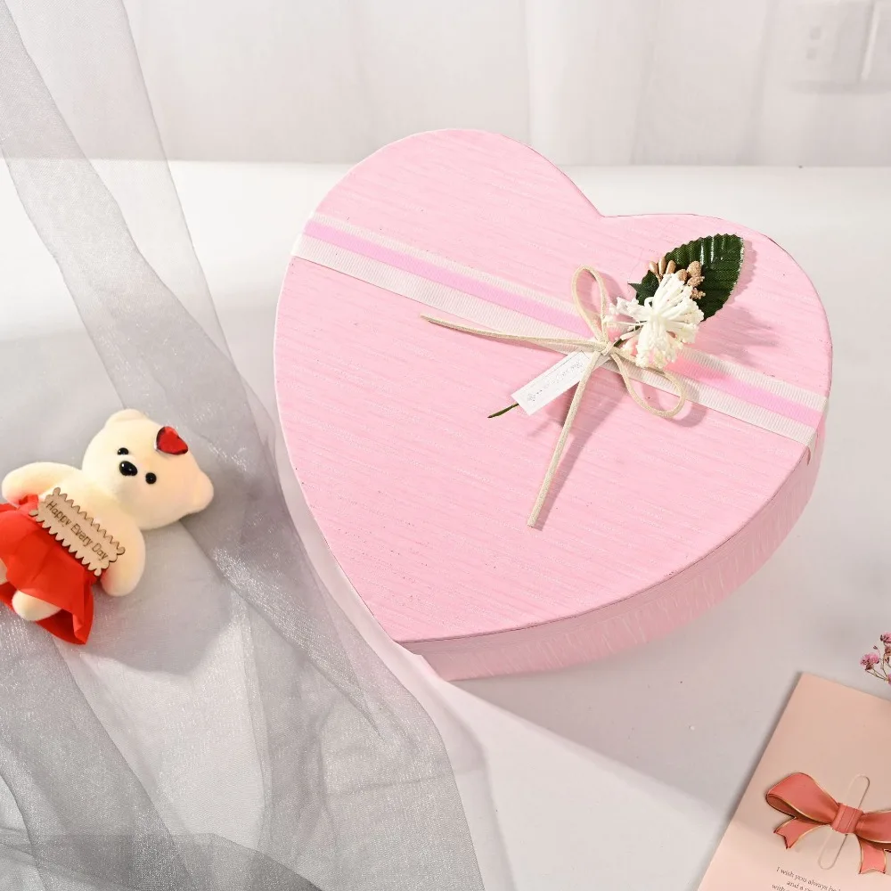 صندوق هدايا جديد على شكل قلب مع غطاء علب هدايا حمراء لحاوية تخزين الهدايا لعيد الميلاد #5