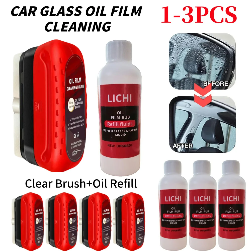 Car Glass Oil Film Remover Glass Polishing Agent Powerful Windshield Cleaner Car Glass Sponge Cleaning Brush For Car Cleaning