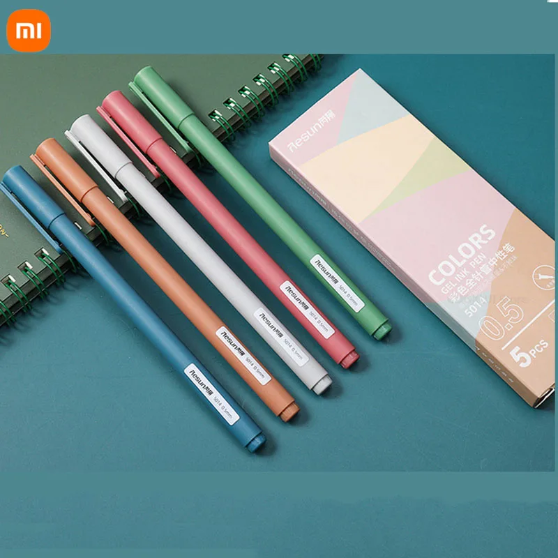 Xiaomi Youpin Sign Pen Gel Pen 0.5mm Refill Smooth Ink Writing Durable Signing Pen 5 Colors Vintage Color Macarons Pens Gift Set