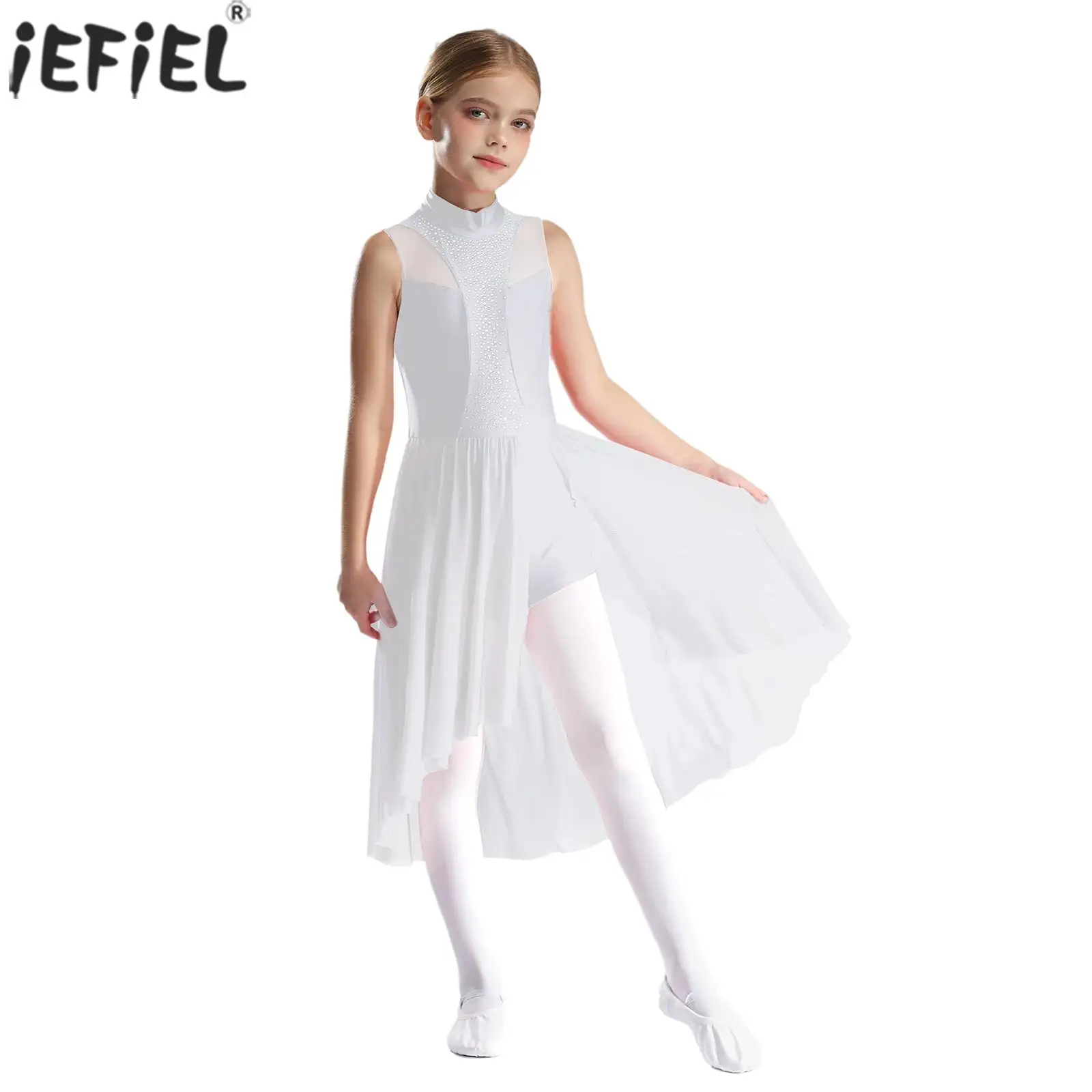 Robe de danse lyrique pour filles, patinage artistique, ballet, justaucorps avec biscuits, fibre de maille, vêtements de danse sur scène pour enfants