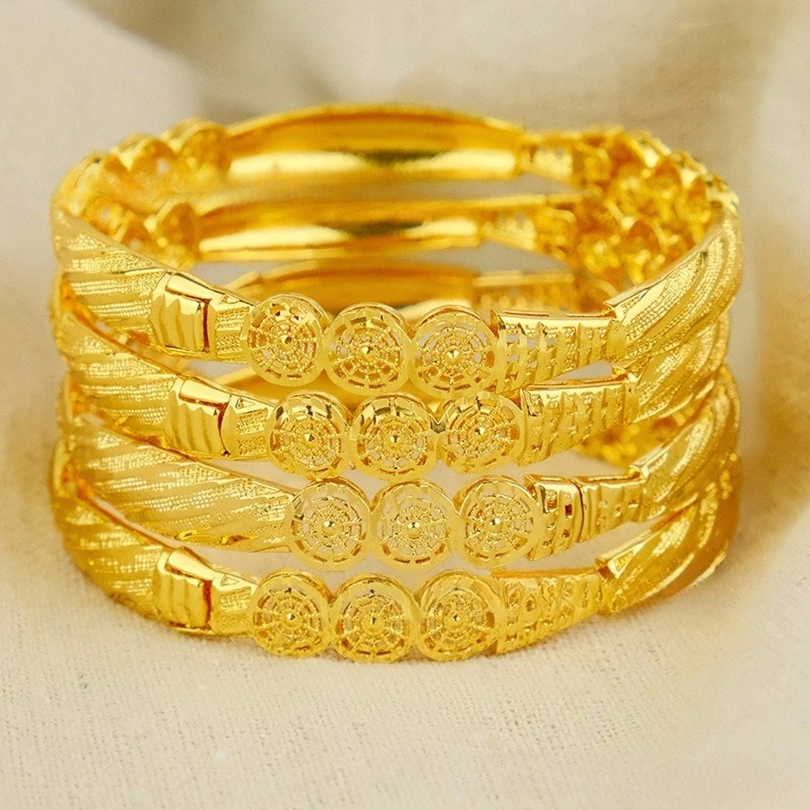9999 gold women's charming bracelet - Middle Eastern jewelry - Dubai flower bracelet - Ethiopian Hawaiian jewelry