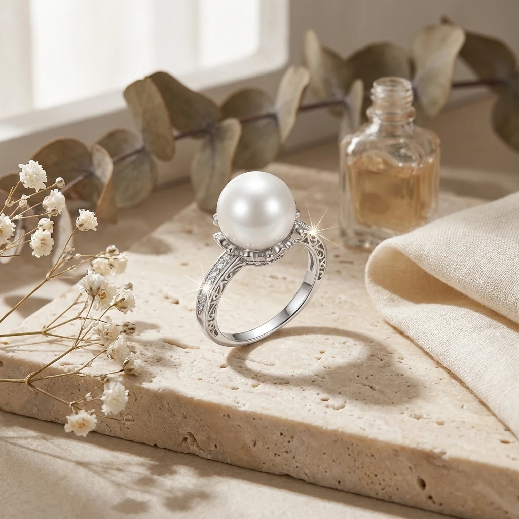 Exquisite Imitationsperlen CZ-Ringe für Damen, Luxuriöse Zirkonia-Ringe, Modischer Ästhetischer Schmuck für Hochzeit und Partys, Geschenke – Detail 5