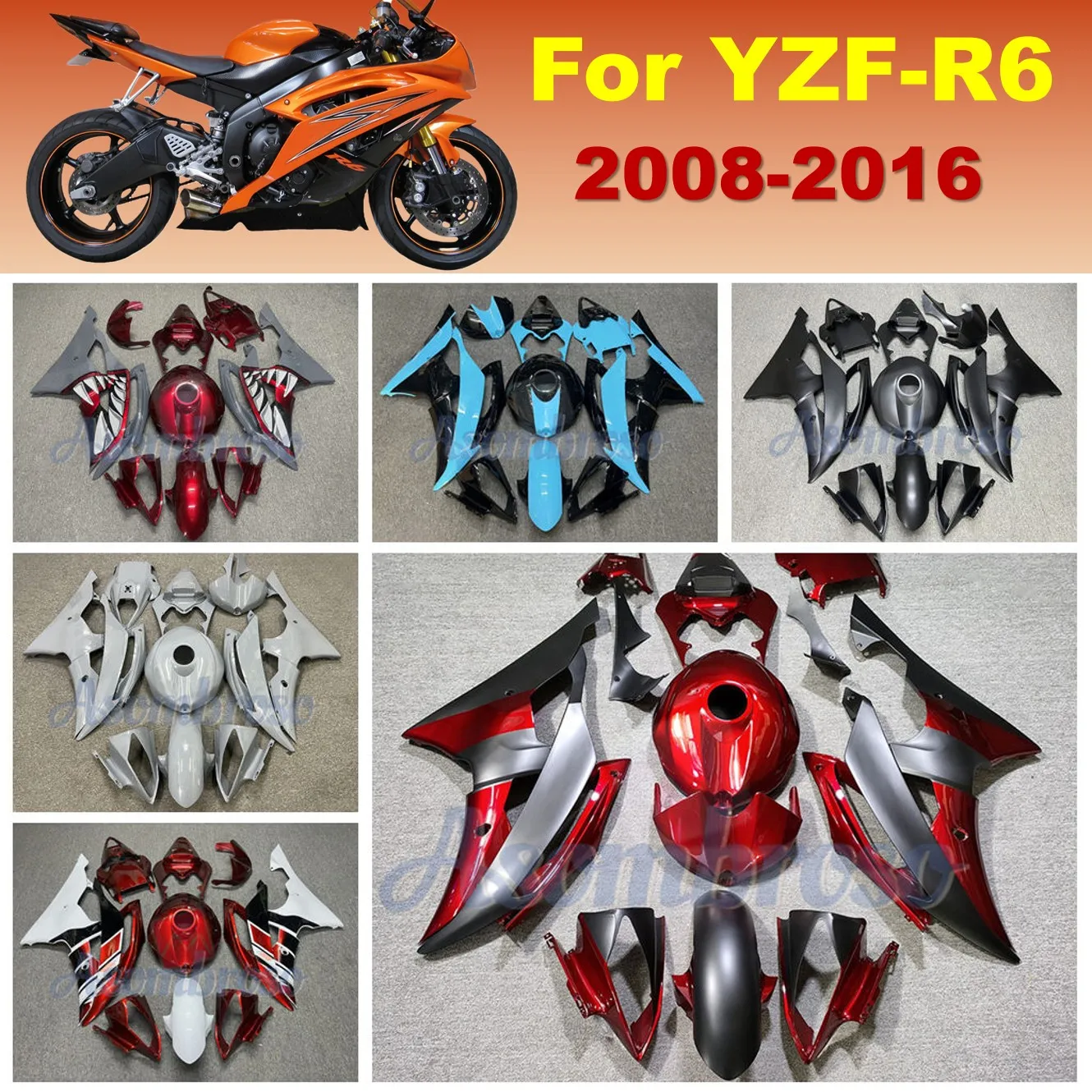 

Комплект обтекателей из АБС-пластика для мотоцикла YAMAHA YZF-R6 2008-2016, панели кузова, накладки