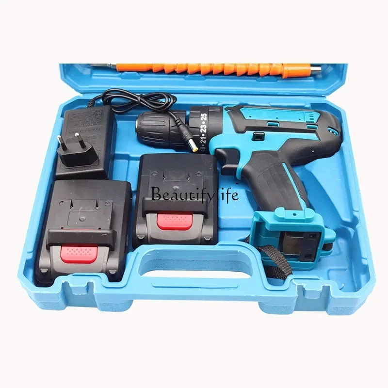 Household multi-functional two-speed lithium battery, impact hand drill screwdriver, tool set