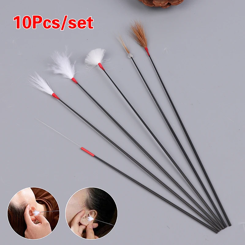 10Pcs Goose Feather Earpick Wax Remover Curette Ear Dig Tool Spoon Cleaner Stick Ear Dig Tools Ear Care