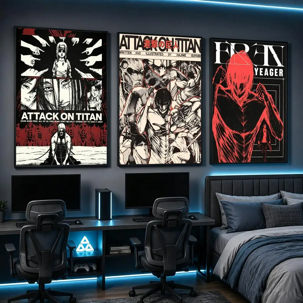 anime Attack on Titan Poster HD Poster Anime Aesthetic Wall Art For Game Anime Lovers Bedroom Gaming Room Decor Ideal Gift