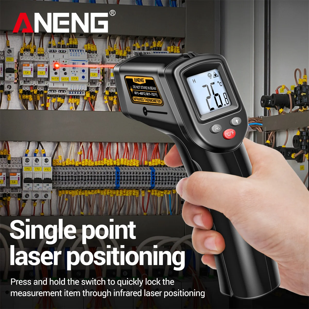 ANENG TH201 Digital Infrared Thermometer Gun -58°F to752°F (-50℃ to 400℃) Professional Industrial Laser Temperature Gun