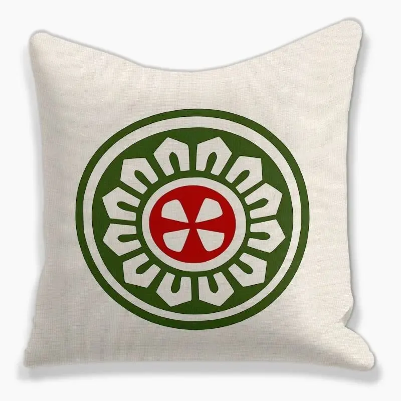 Mahjong Pattern Pillow Case Chinese Style Soft Throw Cushion Cover Suit for Playing Room Sofa Chair Decor Washable Pillowcases