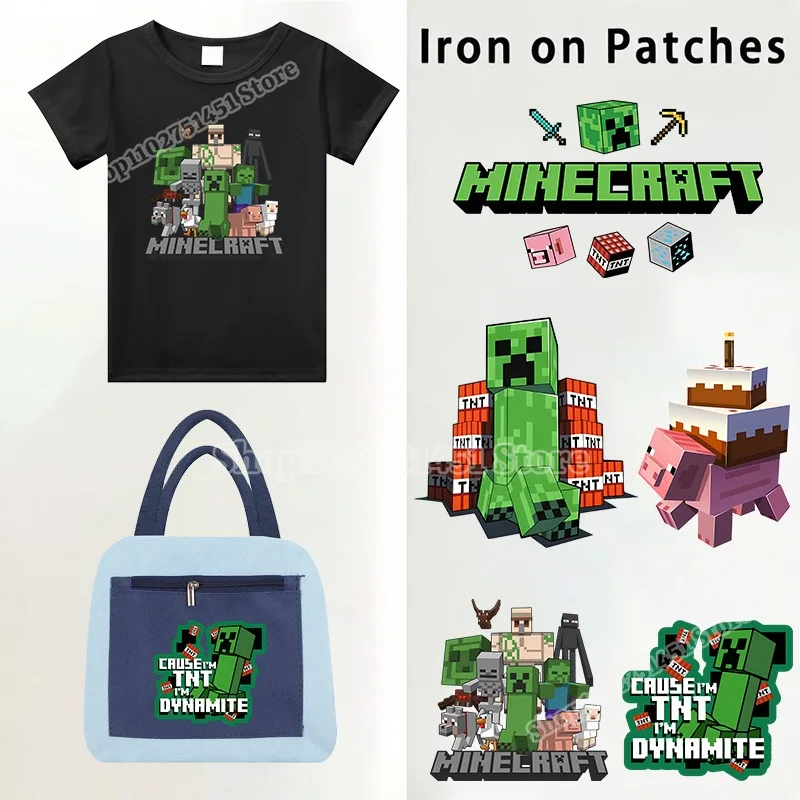 Cartoon-Miner-Bügelbilder für Fans: Exquisite bedruckte DIY-Kleiderapplikationen, modische Wärmeübertragungsaufkleber, Kleidungsdekorations-Geschenk
